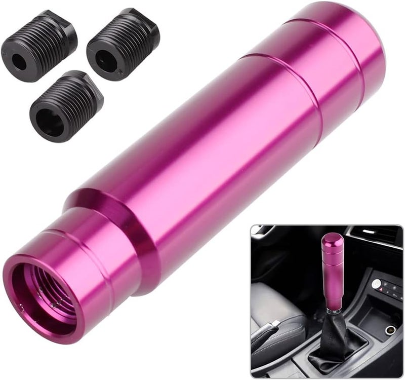 BARTOO Aluminum Weighted Manual Shift knobs, Long Stick Shift Knob Gear Shifter Knobs, Car Accessories Lever Cover Head Universal Shifter Knobs with 3 Threaded Adapters (Purple) - Image 1